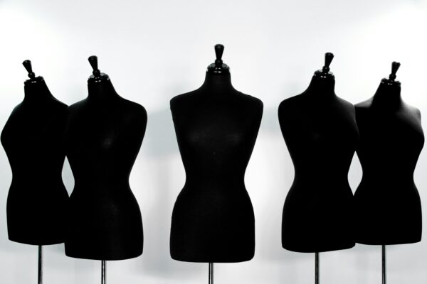 Professional Black Female Torso Mannequin Dress Form with Adjustable Metal Stand